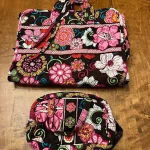 Vera Bradley travel bag with small case.